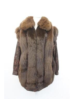 Mint Brown Fox Fur & Suede Coat Jacket Women Woman Size 6 Small